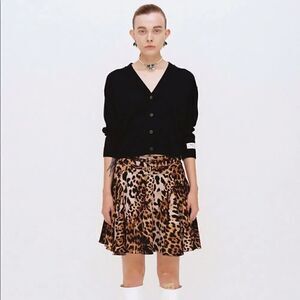 WE11DONE High Waisted Leopard Print Mini Skirt
